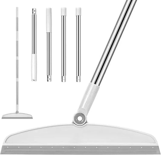 Multifunction Magic Broom, 54 Inch Adjustable Long Handle Silicone Floor Squeegee, Sweep and Scrape 2 in 1 Household Cleaning Broom for Floor, Bathrooms, Kitchens, Showers, Pet Hair, Glass,White - NeatNest