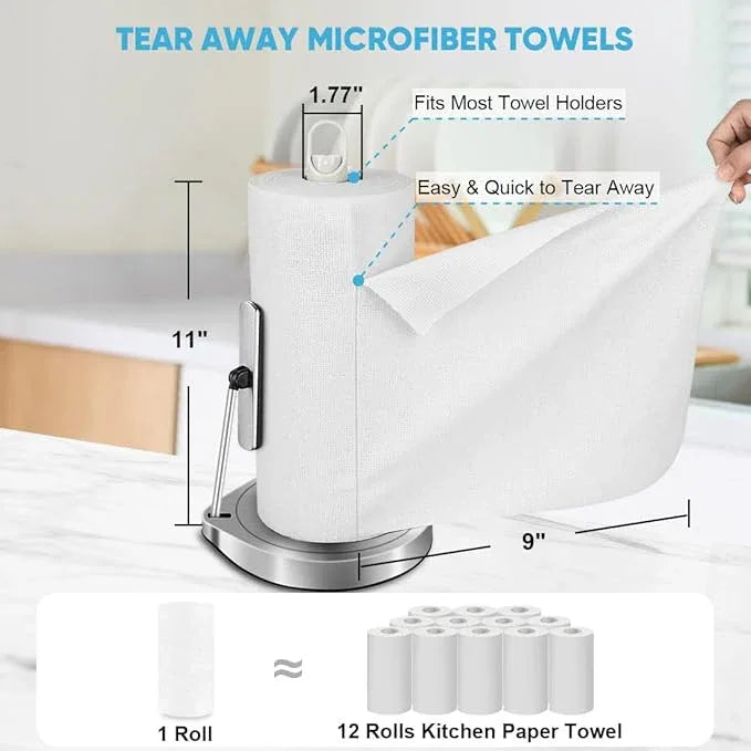 AIDEA Microfiber Cleaning Cloth Roll, Shop Towels 165 Sheets(3 Roll), Tear Away Reusable Paper Towels, White Rags for Bars, Cleaning Rags for Automotive, Mechanic, Workshops, House, 11×9" - NeatNest