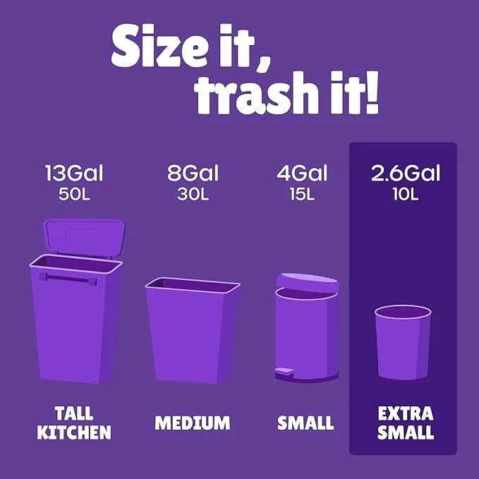 Forid Small Trash Bags for Bathroom - 2.6 Gallon Garbage Bags Unscented,Extra Thick Strong Wastebasket Can Liners for Home Office Bedroom,150 Bags Multi Colored - NeatNest