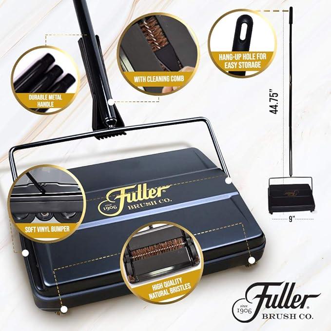 Fuller Brush 17031 Electrostatic Carpet & Floor Sweeper - 9" Cleaning Path - Lightweight - Ideal for Crumby Messes - Works On Carpets & Hard Floor Surfaces - Gold - NeatNest