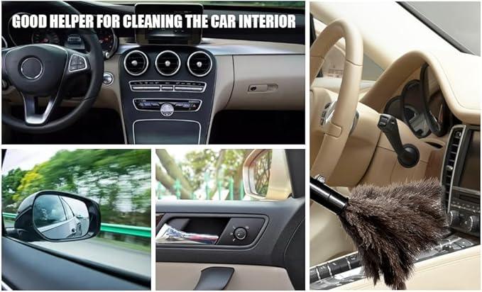 Retractable Ostrich Feather Duster for Cleaning, Fluffy and Natural Feather Duster with Retractable Handle， Reusable Eco-Friendly Handheld Cleaning Supplies (15 inch) - NeatNest