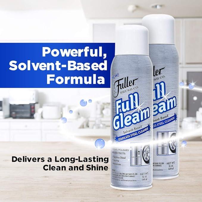 Fuller Brush Full Gleam Stainless Steel Cleaner – 15 oz Spray for Appliances, Chrome, Aluminum & Sinks – Cleans, Polishes & Protects Metal Surfaces (Pack of 1) - NeatNest