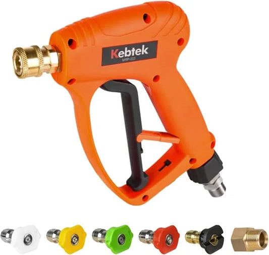 Short Pressure Washer Gun with Swivel 5200 PSI，Power Washer Gun Compatible with Foam Cannon - Car Wash Foam Gun-1/4 Quick Connector, with Nozzle Tips (MRP-003-Spray Gun-B) - NeatNest