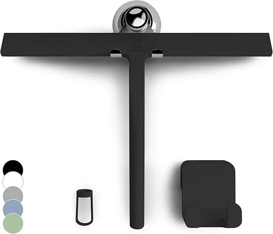 GÜTEWERK Shower Squeegee for Glass Doors, Silicone Window Squeegee, Bathroom and Glass Cleaning - Black - 13 Inch - NeatNest