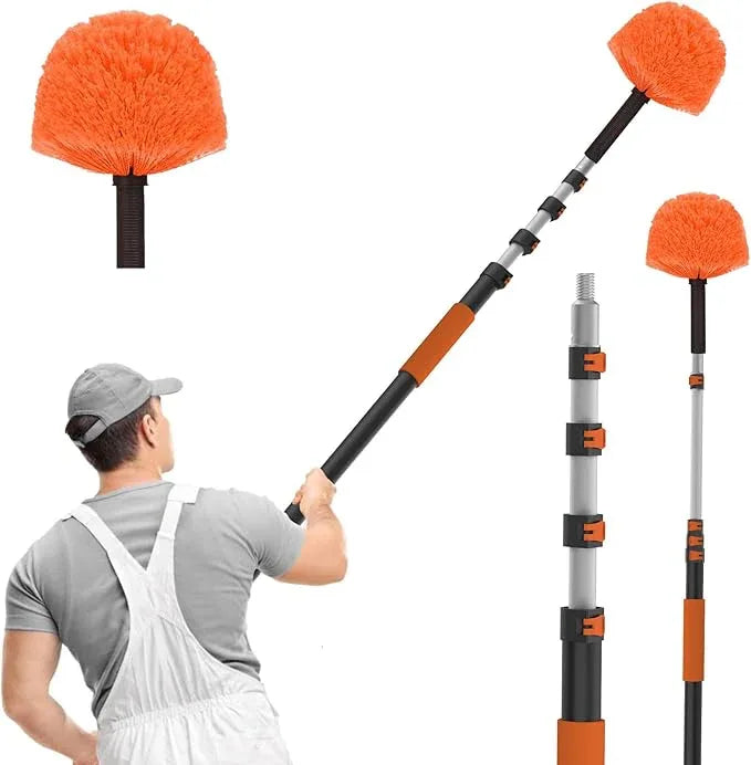 36FT Reach Cobweb Duster with Extension Pole, High Ceiling Long Duster with 7-30FT Telescoping Pole, Spider Web Brush for Indoor Outdoor Use - NeatNest