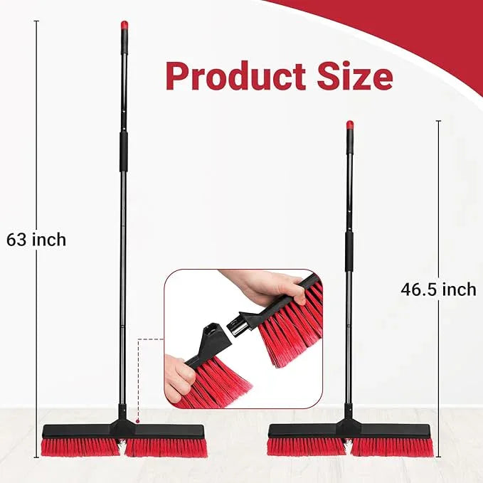 24" Push Broom with 63" Long Handle, Heavy Duty Broom for Floor Sweeping, Stiff Bristles Push Broom Brush for Workshop, Garage, Concrete, Patio and Deck - NeatNest