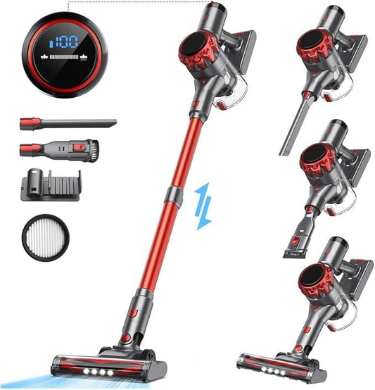S3P Cordless Vacuum Cleaner, 45kPa Powerful Vacuum Cleaners for Home, 55-Min Runtime Rechargeable Stick Vacuum, Self-Standing, for Pet Hair Carpet Hard Floor, LED Display - NeatNest