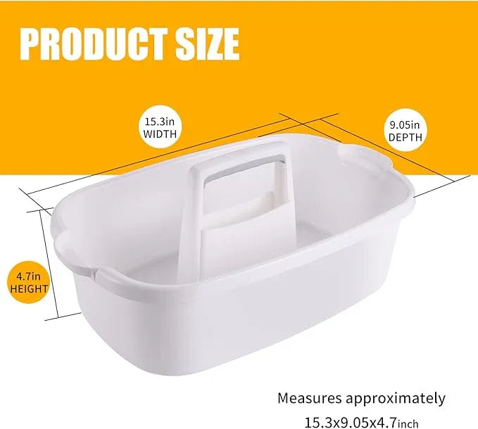 2-Pack Large White Cleaning Caddy for Cleaning Supplies with Handle - Portable Plastic Tote Organizer for Shower, Bathroom, Kitchen, Under Sink Storage - NeatNest