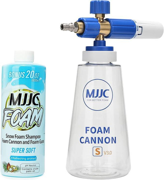 MJJC Foam Cannon S V3.0 (Thicker Snow Foam Technology) with 1/4 Inch Quick Connector for Pressure Washer & MJJC Foam Soap(20 fl oz) Kit - NeatNest
