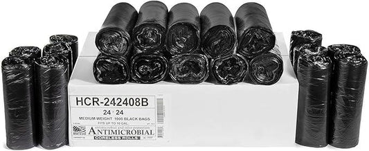 Aluf Plastics High Density Trash Bags, 10 Gallon, 1000 Count, 8 Micron (eq), 24" x 24", Black, for Bathroom, Office, Industrial, Commercial, Janitorial, Municipal, Recycling - NeatNest