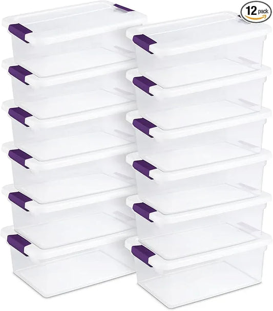 Sterilite 12-Pack 15 Quart ClearView Latch Box, Stackable Organizer Bins with Latching Lids - Clear Plastic Organization Containers for Closet, Bedroom, Shelving Units and Everyday Home Storage - NeatNest