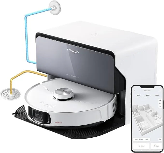 roborock S8 MaxV Ultra with Refill & Drainage System Robot Vacuum and Mop, Check Installation Space First, FlexiArm Design, Auto Mop Wash&Dry 10000Pa Suction, Obstacle Avoidance, 20mm Auto Mop Lifting - NeatNest
