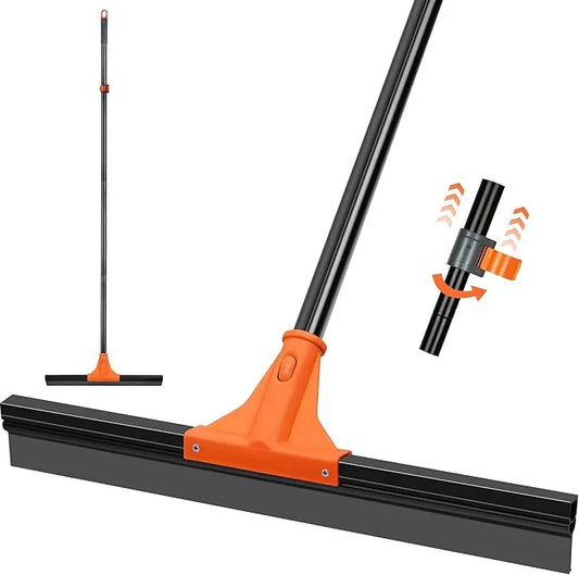 JEHONN Floor Squeegee Heavy Duty with 58.3 inches Long Handle, Rubber Scraper Broom for Cleaning Foam Water on Garage Concrete Bathroom Tile Marble Shower Glass Shop Deck Window Indoor Outdoor - NeatNest