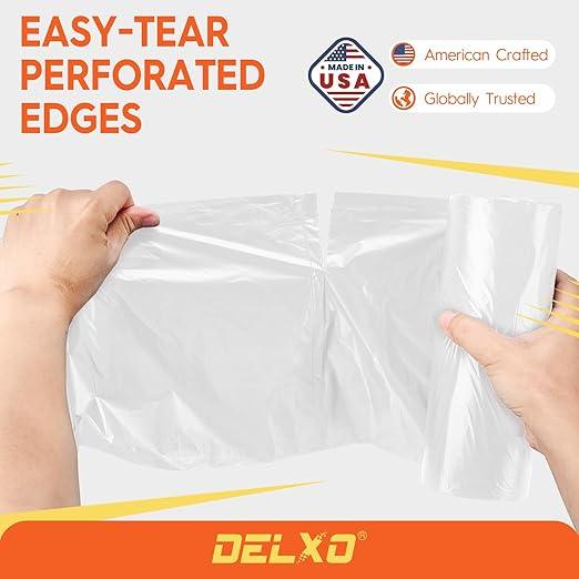 Delxo 55-60 Gallon Trash Bags, 100 Count – 0.9 Mil Medium Duty Garbage Bags, Durable & Puncture-Resistant Plastic Bolsas para basura, Perforated Design– Made in USA for Kitchen, Yard, Office (Clear) - NeatNest