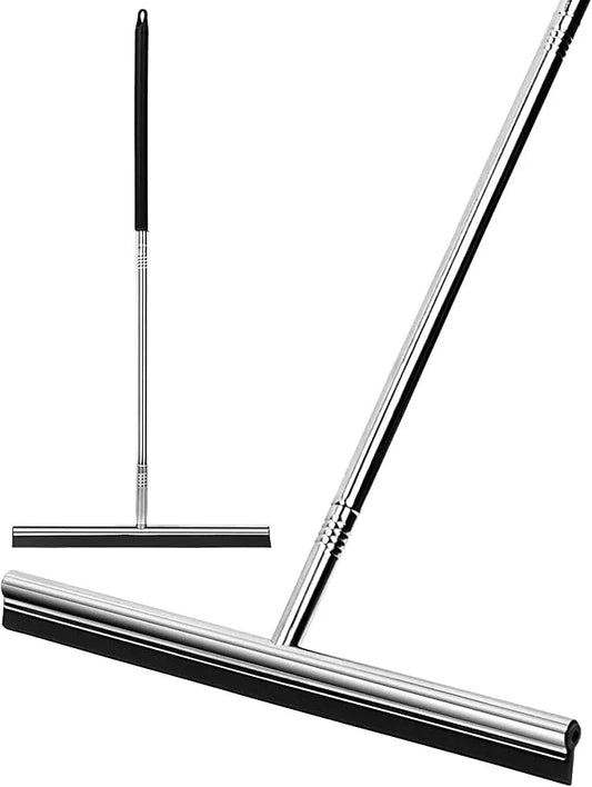 Floor Squeegee Scrubber 59inch Long Stainless Steel Handle with 15inch Wide Silicon Rubber Blade Squeegee Broom for Floor Washing and Drying Shower Glass, Garage, Window, Marble, Wood Surfaces - NeatNest