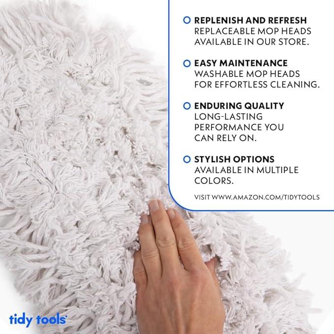 Commercial Dust Mop – 18 Inch Floor Sweeper for Hardwood, Reusable Cotton Mop Head, Extendable Handle, Dry Mop for Floor Cleaning & Janitorial Supplies - NeatNest