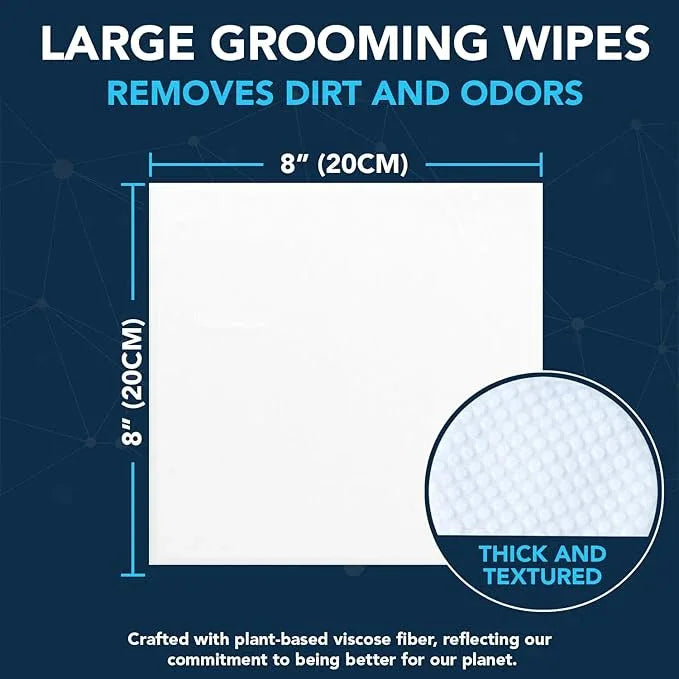 NOVEHA 120PCs Dog Wipes - Odor Eliminating and Cleaning Grooming Wipes for Dog's Paws, Body, and Butt - Perfect for Puppy and Adult Dogs - Plant-Based, Safe, Convenient & Large Unscented Wipes - NeatNest