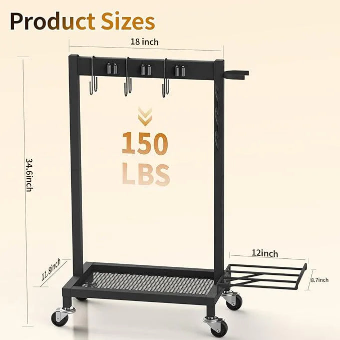 Broom Holder with Cleaning Supplies Organizer Load 160 LBS Cleaning Cart with Wheels Broom Closet Storage with 6 Mop Hanger Grippers, 3 Double-Hooks, Vacuum Stand for Laundry Garage Organization - NeatNest