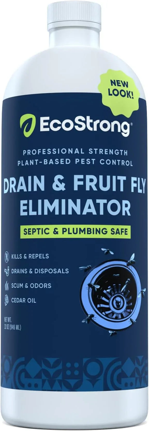 Fruit Fly Drain Treatment | Drain Fly Eliminator | Eliminates Gnats, Sewer Flies and More - Works in All Drains - 32 Fl Oz - NeatNest