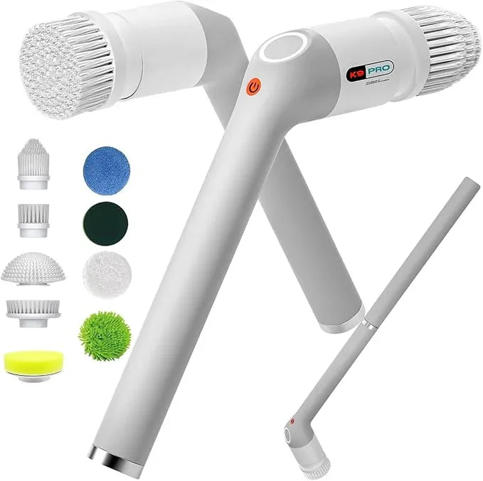 Electric Spin Scrubber,Bathroom Cleaner Brush with Full-Body IPX7 Waterproof,Shower Scrubber with Long Handle,Power Cleaning Brush with 9 Brush Heads,Cordless Scrubber for Kitchen,Tub,Tile,Galss,Floor - NeatNest