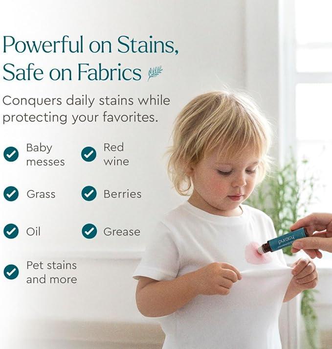 Puracy Stain Remover Pen, Natural Based Travel and Laundry Stain Cleaner for Clothes, Baby Essentials, Kids Stains, Oil and Fabric Spot Cleaner, Unscented (Stain Remover Pen, 0.33 oz, 3 pack) - NeatNest