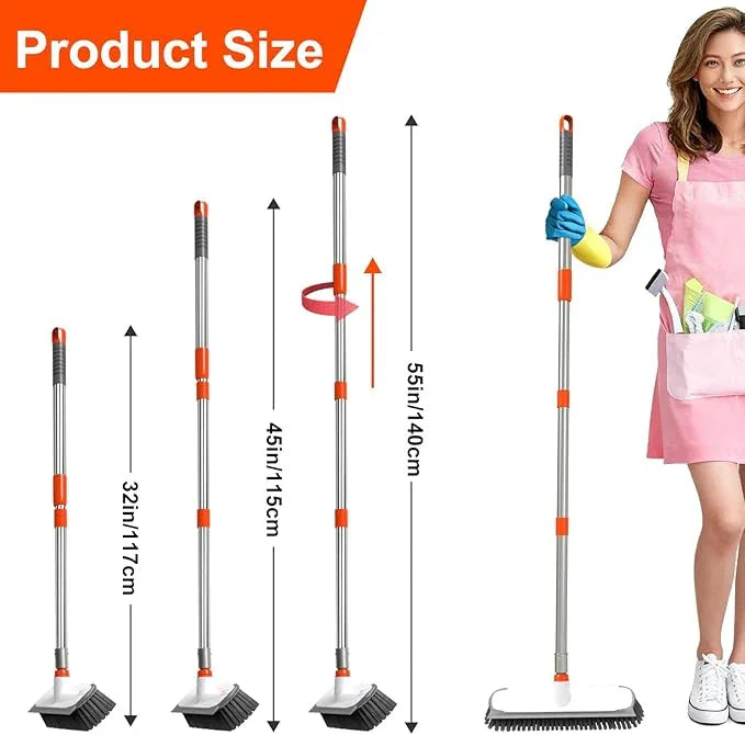 Floor Scrub Brush with Long Handle, Stiff Bristles Deck Brush, BITOPE Multi-Purpose Heavy Duty Hardwood Floor Scrubber, Cleaning Concrete Balcony Patio Garage Outdoor/Indoor - NeatNest