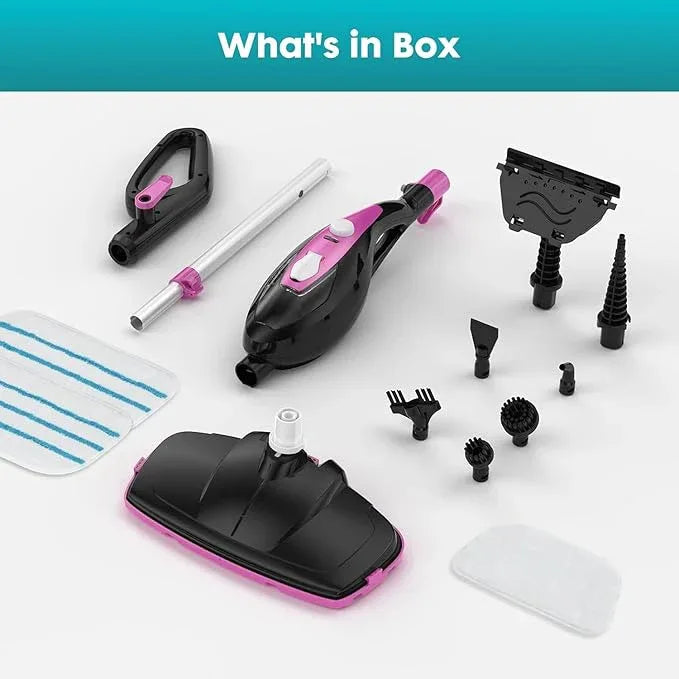 Steam Mop for Floor Cleaning, Handheld Electric Mop Steamer for Home, Hardwood Floor Steamer for Kitchen, Living Room Wood Floor Tile Carpet Clothes Cleaning, Black and Pink - NeatNest