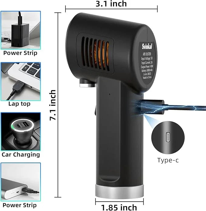 Air Duster, Handheld Cordless Air Duster, Air Blower Rechargeable, Electric Compressed air Gun Battery Operation, for Cleaning Computer Keyboard Camera Lego Toys. - NeatNest