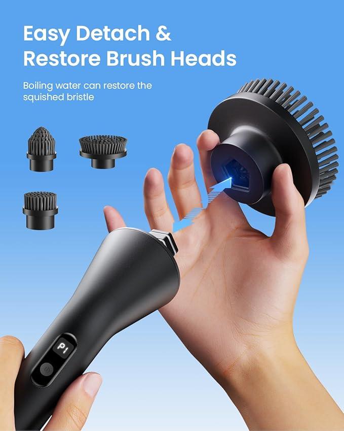 Leebein Electric Spin Scrubber, 2025 New Cordless Cleaning Brush Bathroom Scrubber, IPX7 Waterproof Shower Scrubber with 7 Brush Heads, Extendable Long Handle and 2 Speeds Scrubber for Bathtub Floor - NeatNest