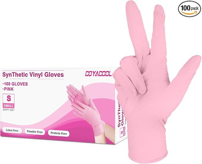Disposable Gloves Small, Nitrile and Vinyl Blend Material Gloves, Latex Free 4 Mil 100 Pc Food Grade Glove for Cleaning, Food Prep, Hair Dye, Tattoo, Pink - NeatNest