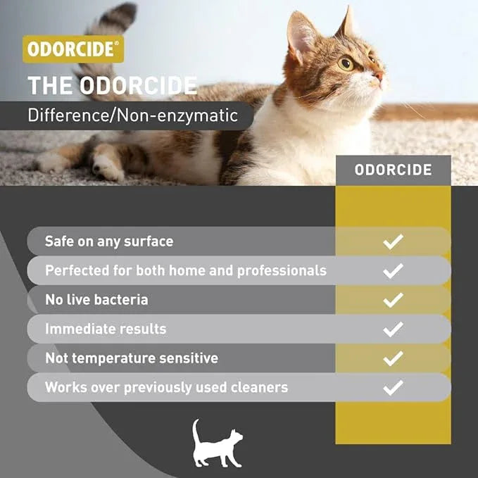 Odorcide Cat Attack Concentrate Odor Eliminator - Cat Urine Remover for Carpet & Upholstery - Litter Box Odor Eliminator - 16 oz - NeatNest