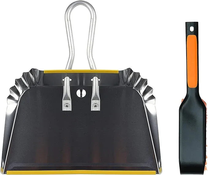 PHYEX 1-Pack 17" Heavy Duty Metal Dust Pan with Cleaning Brush Set - NeatNest