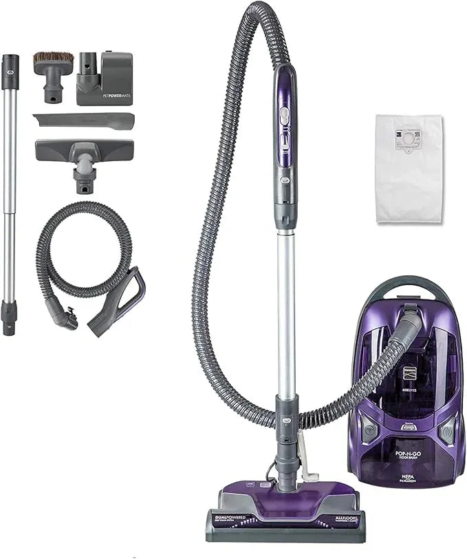 Kenmore 600 Series Pet Friendly Lightweight Bagged Canister Vacuum with Pet PowerMate, Pop-N-Go Brush, 2 Motors, HEPA Filter, Aluminum Telescoping Wand, Retractable Cord and 4 Cleaning Tools, Purple - NeatNest