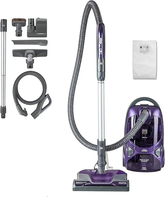 Kenmore 600 Series Pet Friendly Lightweight Bagged Canister Vacuum with Pet PowerMate, Pop-N-Go Brush, 2 Motors, HEPA Filter, Aluminum Telescoping Wand, Retractable Cord and 4 Cleaning Tools, Purple - NeatNest