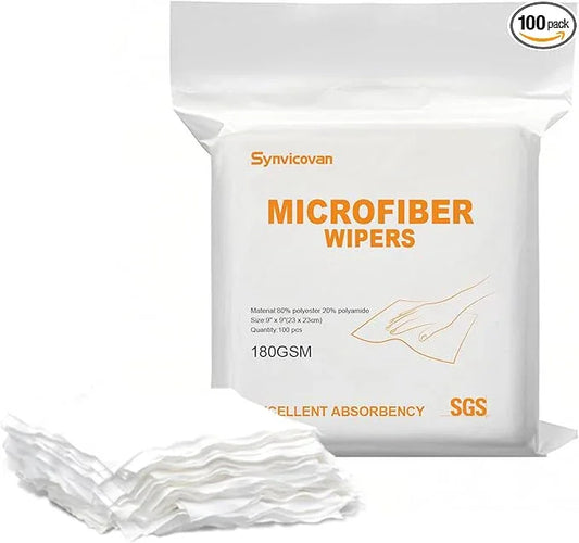 Microfiber Wipes 9"x9"(100 Pcs,Class 100, 180GSM) Superfine Lint Free Cloths Cleaning and Drying Cloths Reusable Ultra Absorbent for All Surface Types - NeatNest