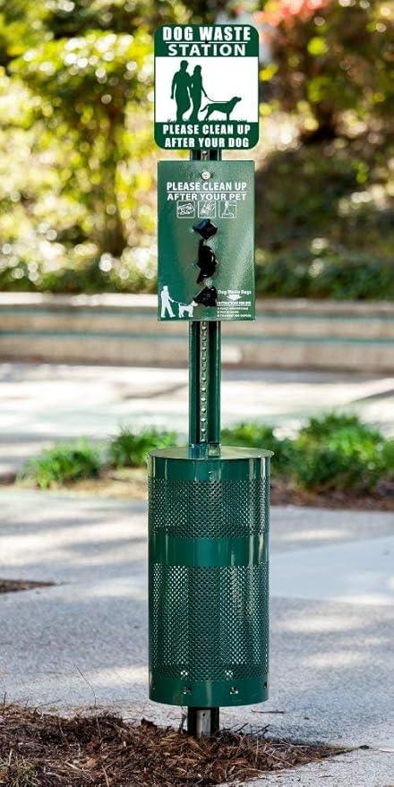 ZERO WASTE USA - Rust Proof Aluminum Dog Waste Station - Free 400 Waste Roll Bags & 25 can Liners - 10-Year Warranty - Over 500k Sold in USA (Green) - NeatNest