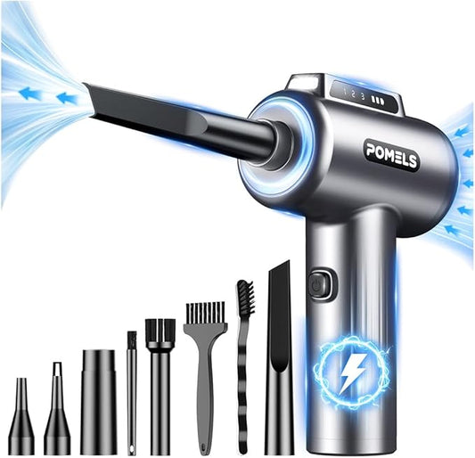 Compressed Air Duster, 110000RPM Ultra-Powerful Electric Air Duster with LED Light, 3-Speed Adjustable, Rechargeable Cordless Mini Blower for Computer, Keyboard, Car, PS5, Outdoor & Home Cleaning