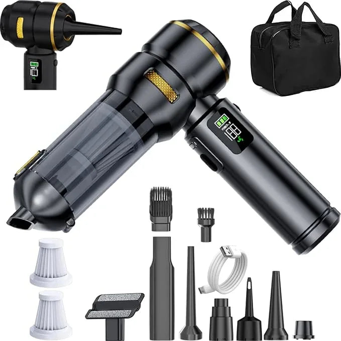 Car Vacuum Cleaner High Power 20000Pa – Cordless Handheld Mini Vacuum & Air Duster for Car Detailing, 3-Speed Brushless Motor, 6000mAh Battery (Black - Fast Charging Edition) - NeatNest