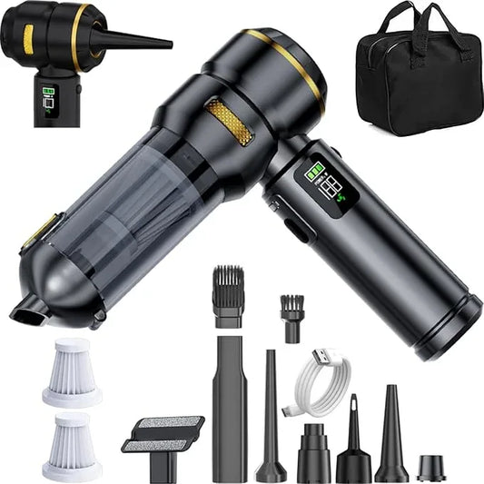 Car Vacuum Cleaner High Power 20000Pa – Cordless Handheld Mini Vacuum & Air Duster for Car Detailing, 3-Speed Brushless Motor, 6000mAh Battery (Black - Fast Charging Edition) - NeatNest