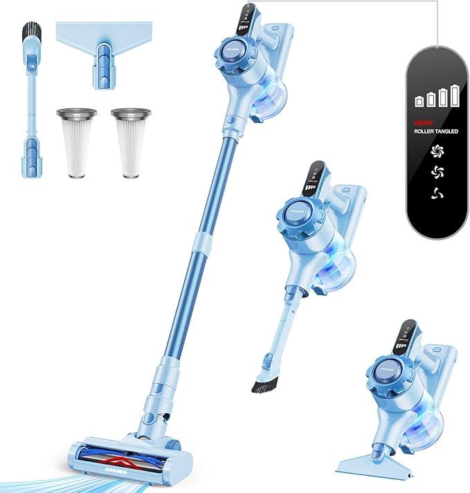 Trucozie Cordless Vacuum Cleaner, 8-in-1 Lightweight Stick Vacuum with 45mins Runtime, Powerful Suction, Rechargeable Cordless Vacuum for Carpet, Tile, Pet Hair, Hardwood Floors, Blue - NeatNest