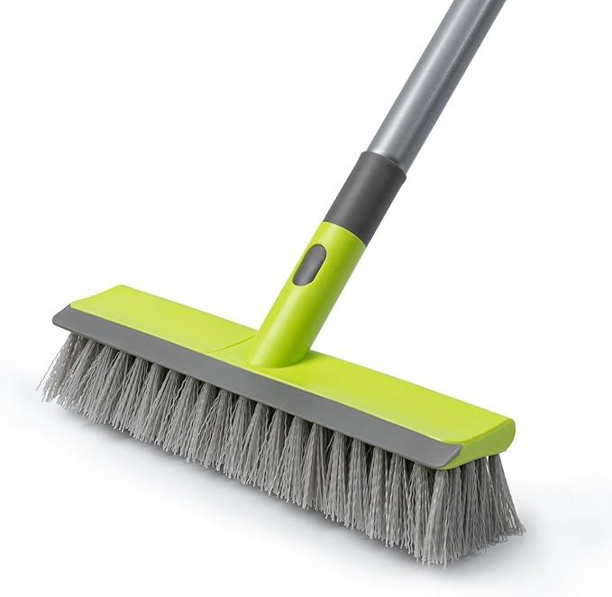 Floor Scrub Brush 2 in 1 Scrape and Stiff Bristle Deck Brush for Cleaning Concrete, Patio, Garage, Kitchen, Carpet and Bathroom 57" Long Handle - NeatNest
