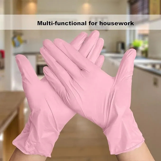 Disposable Gloves Medium, Nitrile and Vinyl Blend Material Gloves, Latex Free, 4 Mil 1000 Pc Food Grade Glove for Cleaning, Food Prep, Hair Dye, Tattoo, Pink - NeatNest