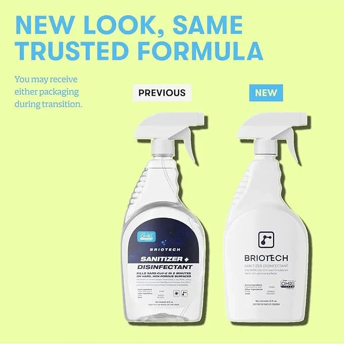 BRIOTECH Sanitizer Disinfectant Hypochlorous, Kill 99.99% of Viruses & Bacteria, Control Mold, Eliminate Odor, Gentle for Nursery & Play Rooms, Food Contact Surface Sanitizer, 1 Gallon Refill (2 Pack) - NeatNest