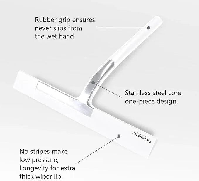 Shower Squeegee for Glass Doors 10 Inch, RICHMIRTH All Purpose Squeegee Cleaning Tool for Window Glass Mirror Bathroom Tile with Suction Cup Hooks - White - NeatNest