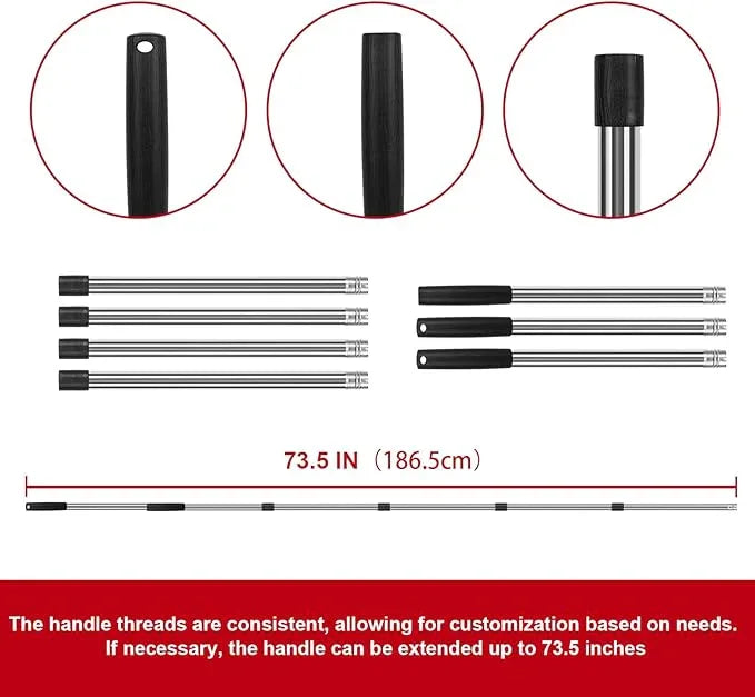 Broom and Dustpan Set, Large Household Broom with Dustpan Combo Set, 55 Inch Long Handle, Red Dust Pan Combo Set for Home - NeatNest