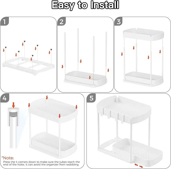 2 Pack Multi-Purpose Pull-Out Storage Organizers, Under Sink & Cabinet Storage, 12.8 Inch, White - NeatNest