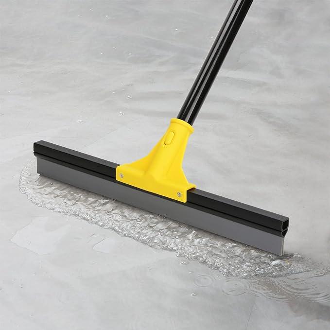 Squeegee Broom for Floor, 18'' Heavy Duty Rubber Wiper with 60'' Long Handle for Bathroom Tile, Garage Concrete, Deck, Shower Glass, Window Cleaning - NeatNest