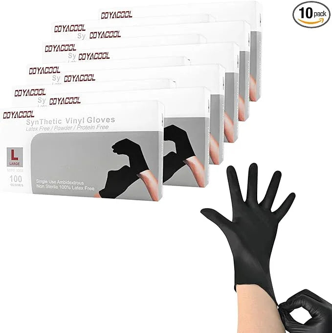 Disposable Gloves Large, Nitrile and Vinyl Blend Latex Free Gloves, 4 Mil,1000 Pc. Food Grade Glove for Cleaning, Food Prep, Hair Dye, Tattoo, Black - NeatNest