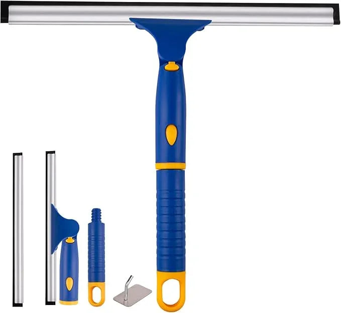 ITTAHO Swivel Shower Squeegee for Glass Doors, All-Purpose Anti-Slip Window Squeegee with 2 Blades, Window Cleaner Tool Bathroom Squeegee for Shower Doors, Tile Shower Walls，Mirrors,Car Windshields - NeatNest