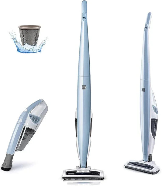 Kenmore DS1020 16V Cordless Stick Vacuum Lightweight 2-in-1 Handheld, LED Headlight with 2-Speed Power Control for Hardwood Floor, Carpet & Pet Hair, 16 Volts, Gray-Blue - NeatNest
